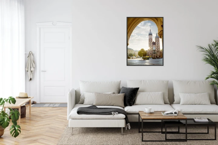 Plakat Widok Z Sukiennic Na Kościół Mariacki W Krakowie