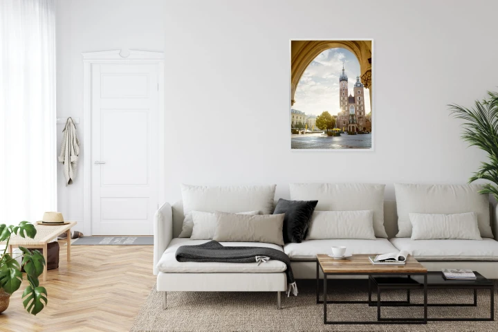 Plakat Widok Z Sukiennic Na Kościół Mariacki W Krakowie