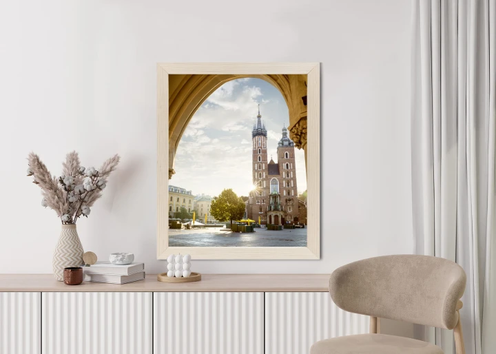 Plakat Widok Z Sukiennic Na Kościół Mariacki W Krakowie