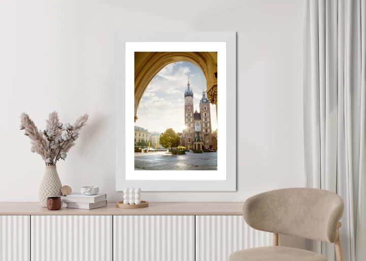 Plakat Widok Z Sukiennic Na Kościół Mariacki W Krakowie