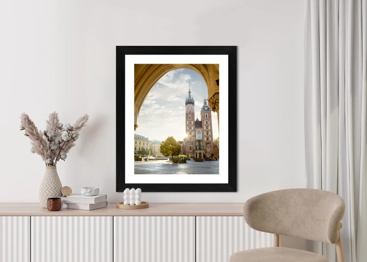 Plakat Widok Z Sukiennic Na Kościół Mariacki W Krakowie