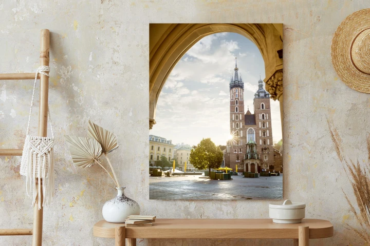 Plakat Widok Z Sukiennic Na Kościół Mariacki W Krakowie