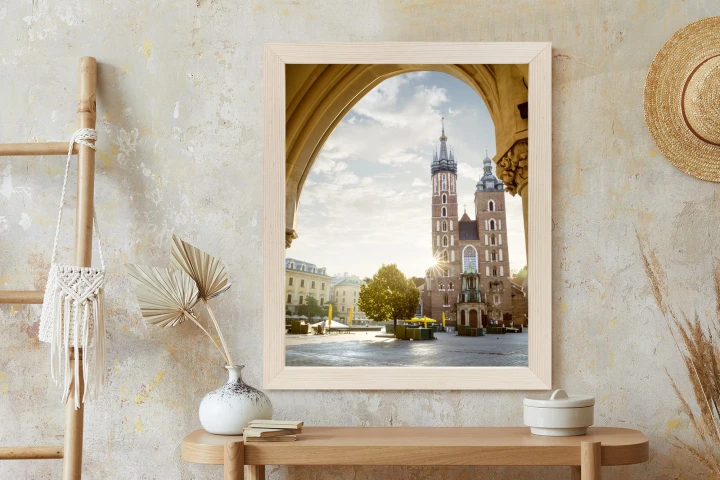 Plakat Widok Z Sukiennic Na Kościół Mariacki W Krakowie