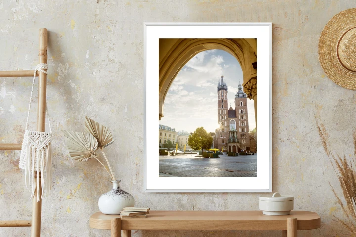 Plakat Widok Z Sukiennic Na Kościół Mariacki W Krakowie