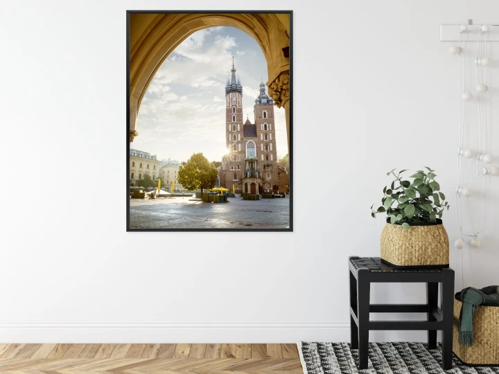 Plakat Widok Z Sukiennic Na Kościół Mariacki W Krakowie