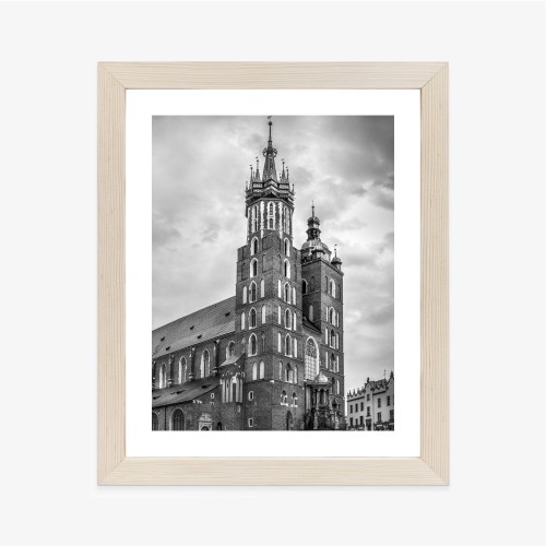 Plakat Czarno-Biała Fotografia Kościoła Mariackiego W Krakowie