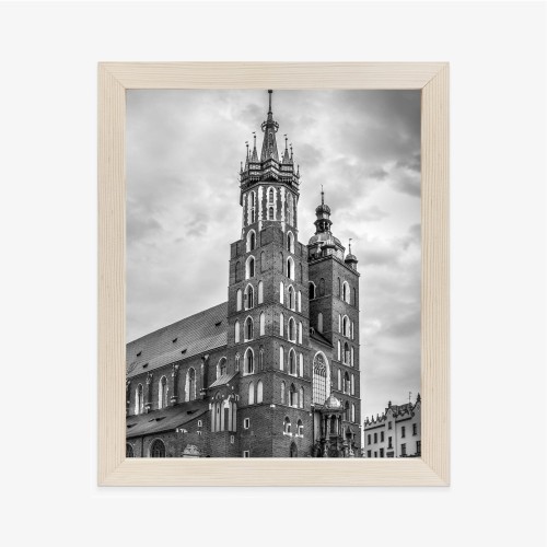 Plakat Czarno-Biała Fotografia Kościoła Mariackiego W Krakowie