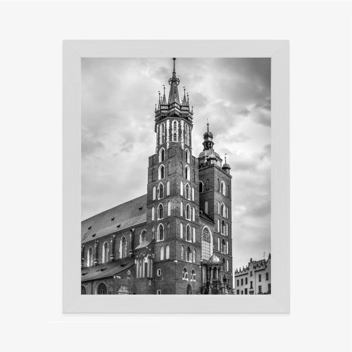 Plakat Czarno-Biała Fotografia Kościoła Mariackiego W Krakowie