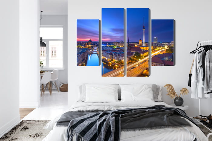 Obraz Wieloczęściowy Panorama Berlina O Zachodzie Słońca