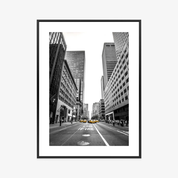 Plakat Nyc Żółte Taksówki Na Czarno Białej Ulicy