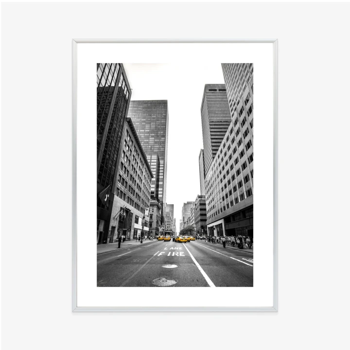 Plakat Nyc Żółte Taksówki Na Czarno Białej Ulicy