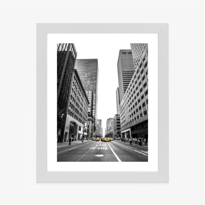 Plakat Nyc Żółte Taksówki Na Czarno Białej Ulicy