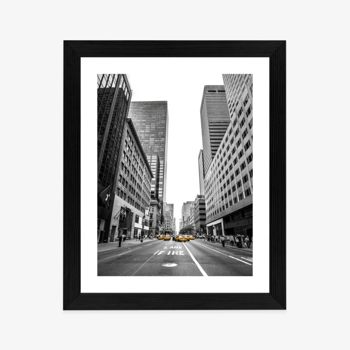 Plakat Nyc Żółte Taksówki Na Czarno Białej Ulicy