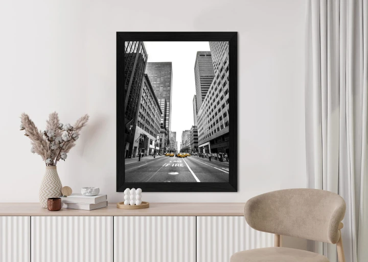 Plakat Nyc Żółte Taksówki Na Czarno Białej Ulicy