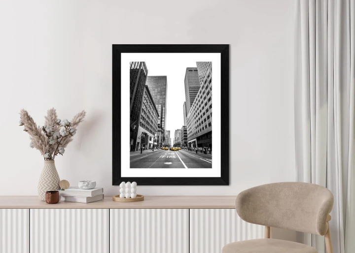 Plakat Nyc Żółte Taksówki Na Czarno Białej Ulicy