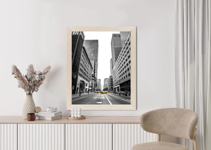 Plakat Nyc Żółte Taksówki Na Czarno Białej Ulicy