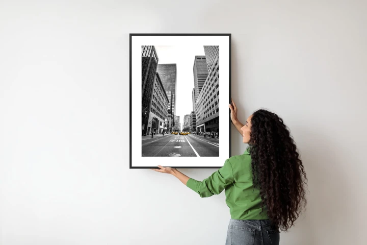 Plakat Nyc Żółte Taksówki Na Czarno Białej Ulicy