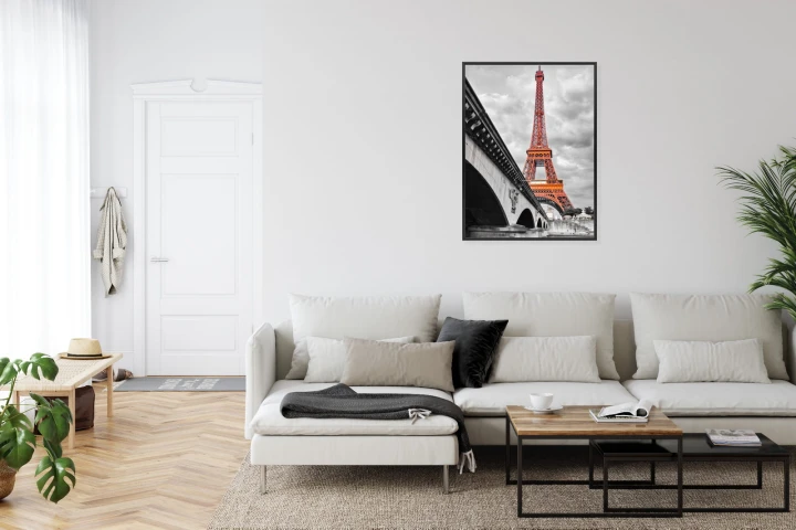 Plakat Wieża Eiffla Monochromatycznie I Czerwono