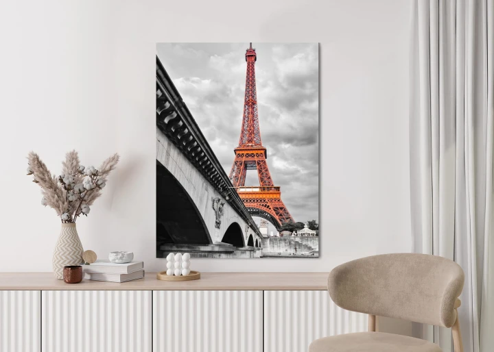 Plakat Wieża Eiffla Monochromatycznie I Czerwono