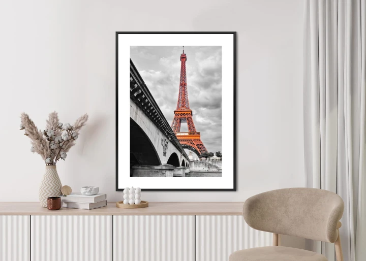 Plakat Wieża Eiffla Monochromatycznie I Czerwono