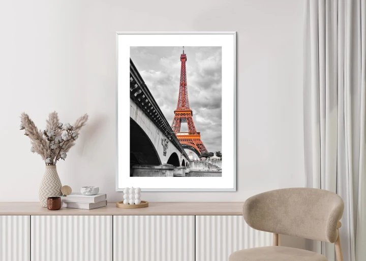 Plakat Wieża Eiffla Monochromatycznie I Czerwono