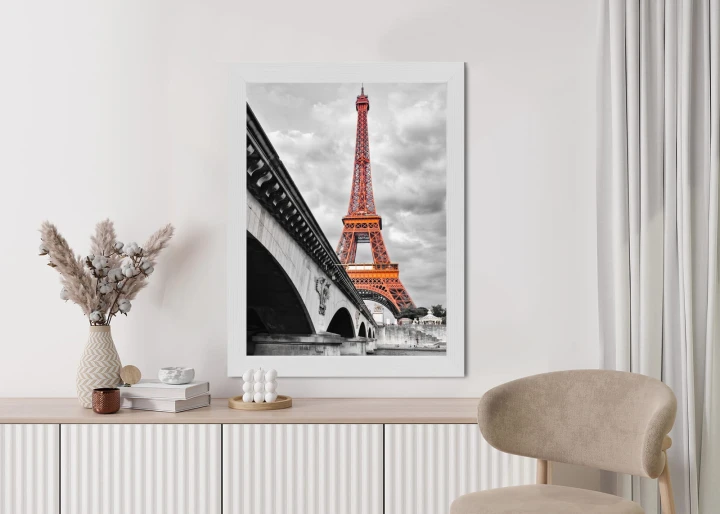 Plakat Wieża Eiffla Monochromatycznie I Czerwono