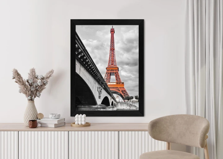 Plakat Wieża Eiffla Monochromatycznie I Czerwono