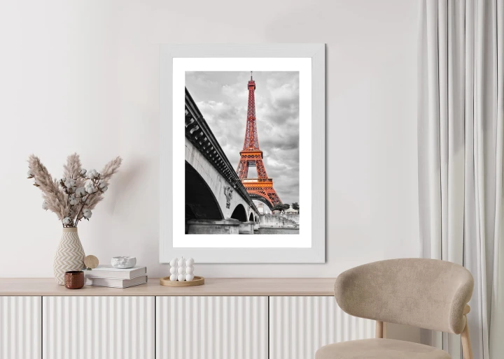 Plakat Wieża Eiffla Monochromatycznie I Czerwono