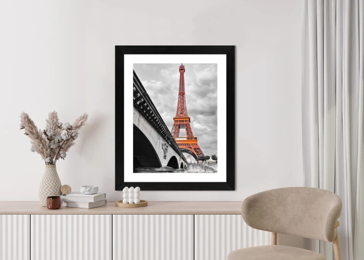 Plakat Wieża Eiffla Monochromatycznie I Czerwono