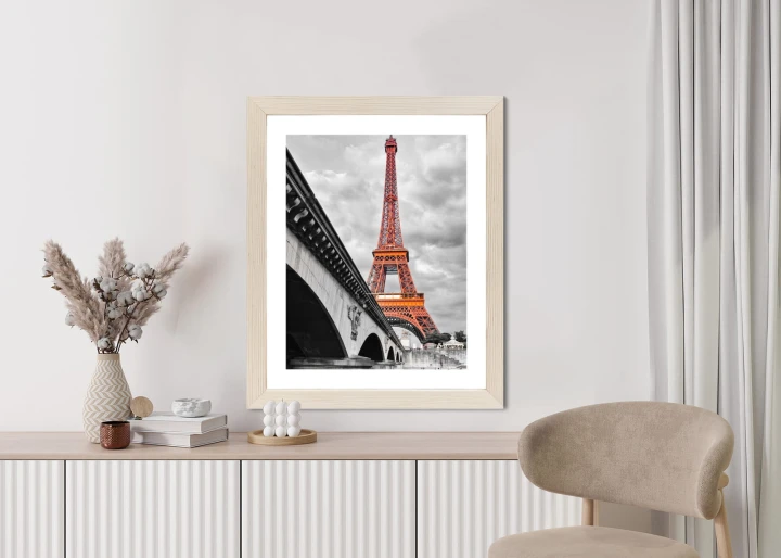 Plakat Wieża Eiffla Monochromatycznie I Czerwono