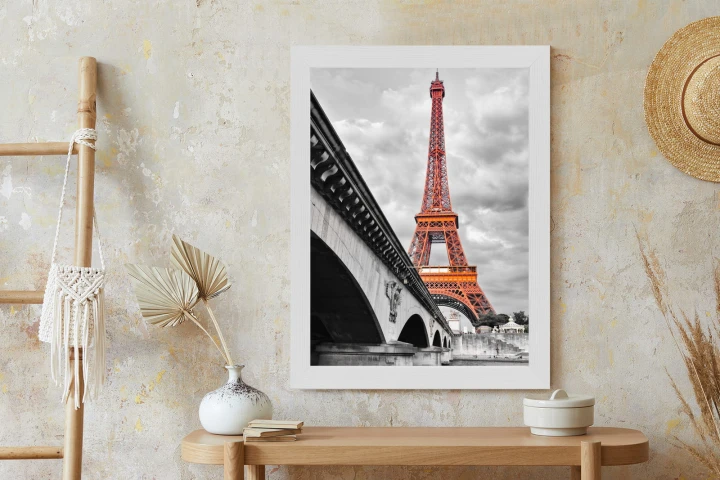 Plakat Wieża Eiffla Monochromatycznie I Czerwono