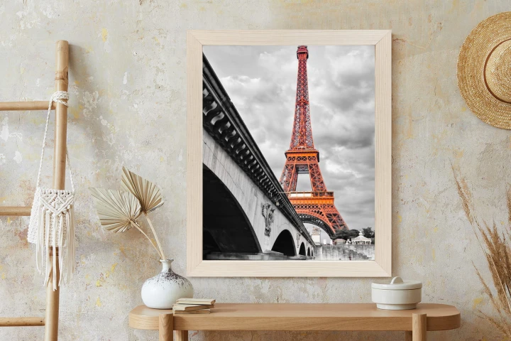 Plakat Wieża Eiffla Monochromatycznie I Czerwono