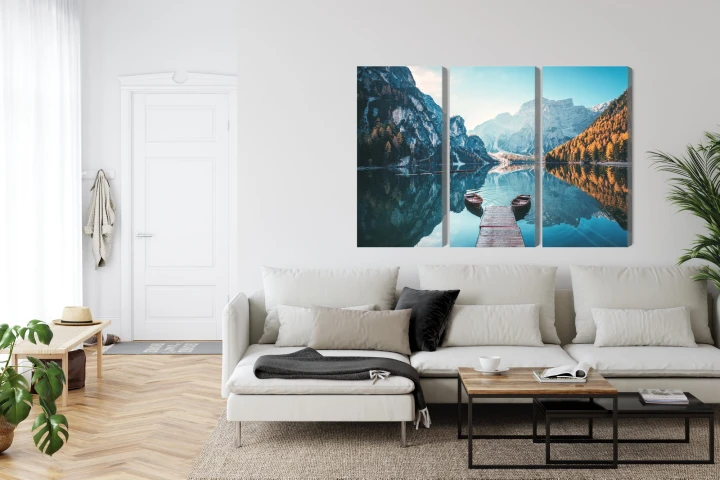 Obraz Wieloczęściowy Jezioro Braies We Włoskich Dolomitach 3D