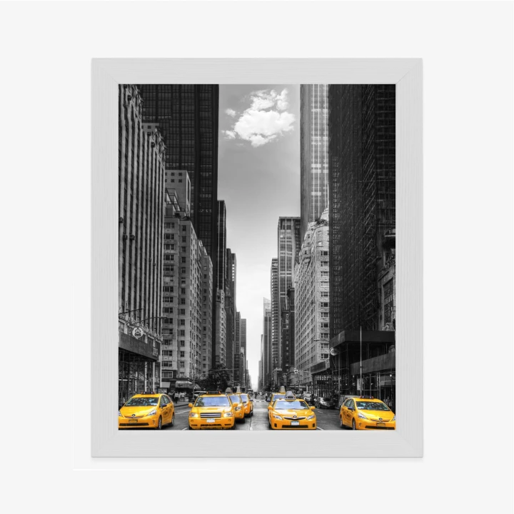Plakat Czarno Biała Ulica Nowego Jorku Z Żółtymi Taksówkami