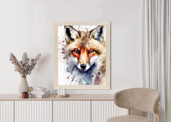 Plakat Akwarela Z Głową Lisa
