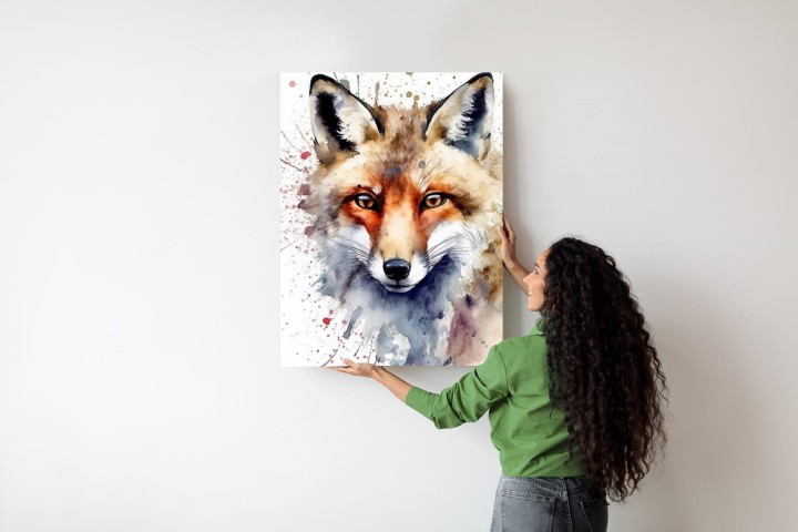 Plakat Akwarela Z Głową Lisa