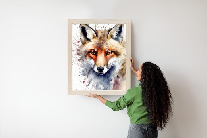 Plakat Akwarela Z Głową Lisa