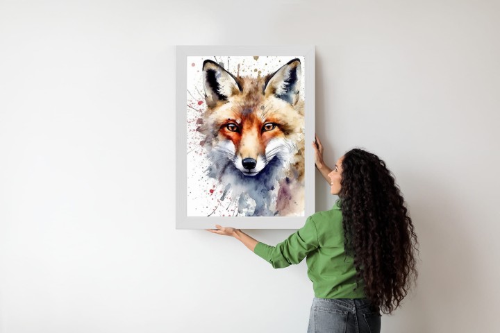 Plakat Akwarela Z Głową Lisa