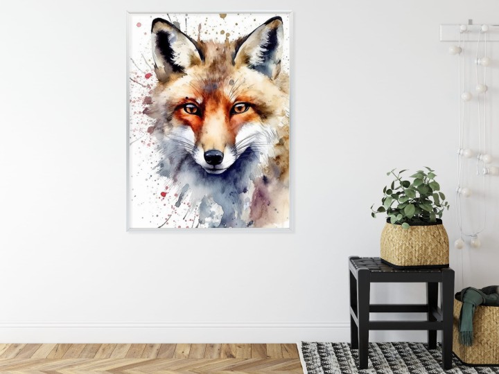 Plakat Akwarela Z Głową Lisa