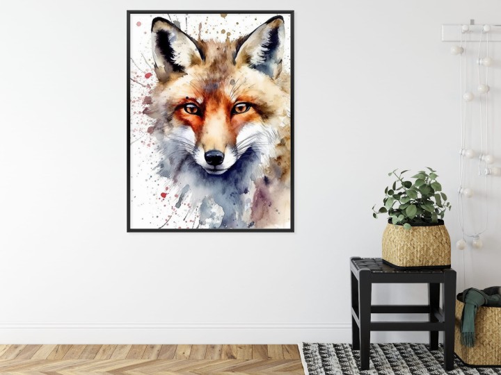Plakat Akwarela Z Głową Lisa