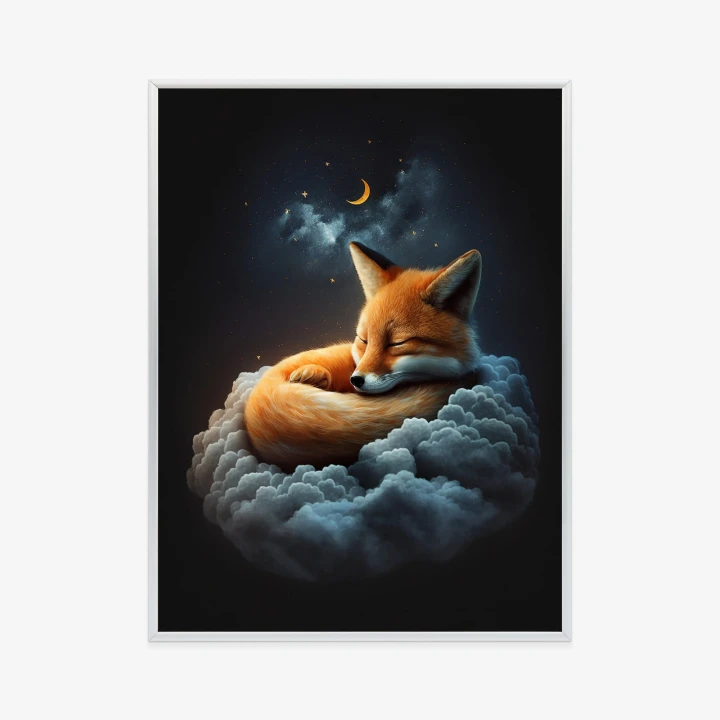 Plakat Śpiący Lisek Na Chmurce