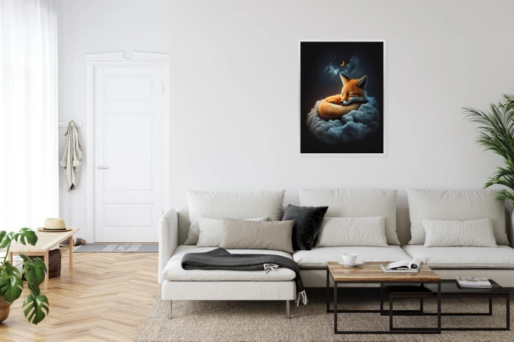 Plakat Śpiący Lisek Na Chmurce