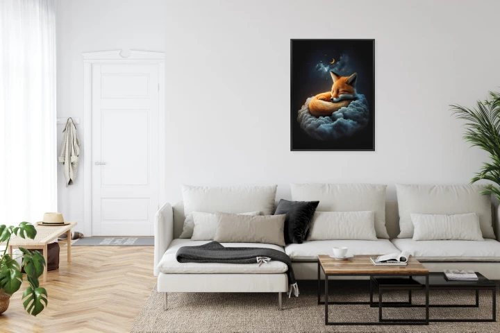 Plakat Śpiący Lisek Na Chmurce