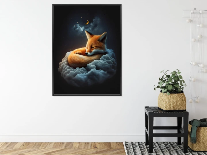 Plakat Śpiący Lisek Na Chmurce