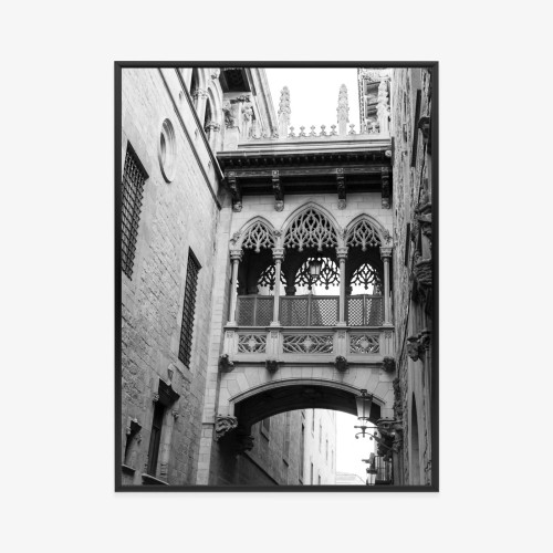 Plakat Czarno Biała Dzielnica Gotycka W Barcelonie