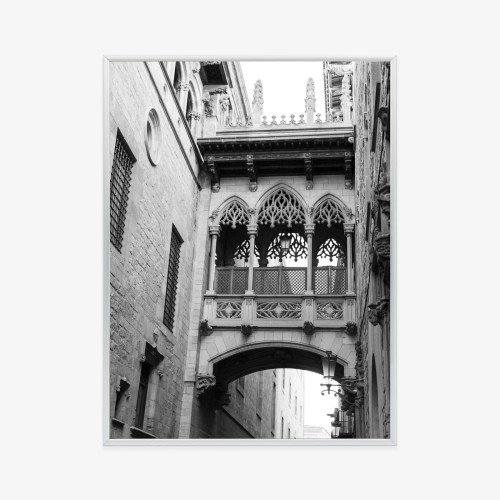 Plakat Czarno Biała Dzielnica Gotycka W Barcelonie