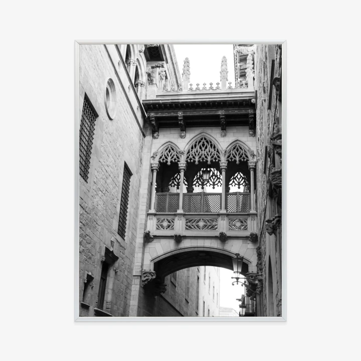 Plakat Czarno Biała Dzielnica Gotycka W Barcelonie