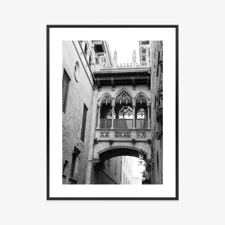 Plakat Czarno Biała Dzielnica Gotycka W Barcelonie