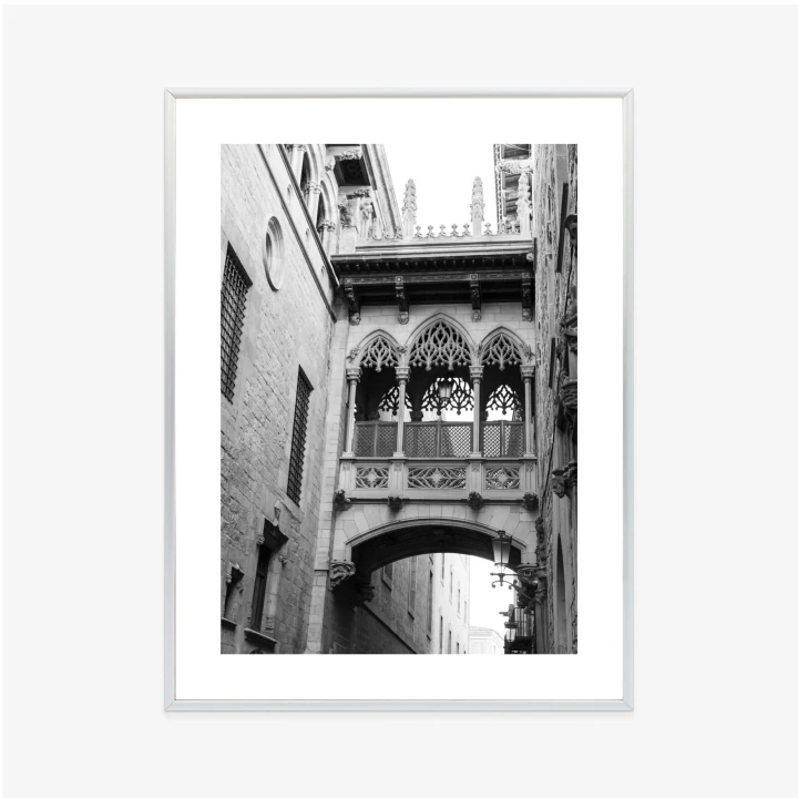 Plakat Czarno Biała Dzielnica Gotycka W Barcelonie