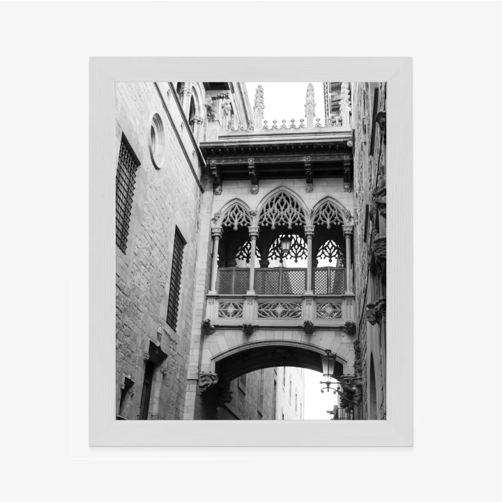 Plakat Czarno Biała Dzielnica Gotycka W Barcelonie